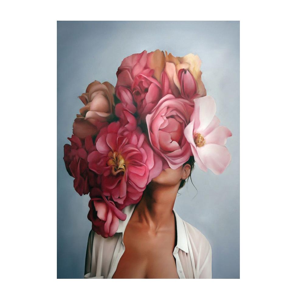 5D алмазная картина с изображением девушки и цветка, инкрустированная алмазной вышивкой крестом, круглая мозаика со стразами, полный дизайн, украшение для дома