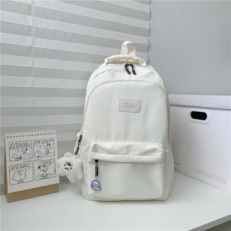New simple solid color schoolbag simple high school student junior high school student backpack large capacity computer backpack