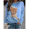 Women's Sweatshirt Polyester Cat Street Dailywear Print Casual Crew Neck Long Sleeve Micro-elastic Fall Winter