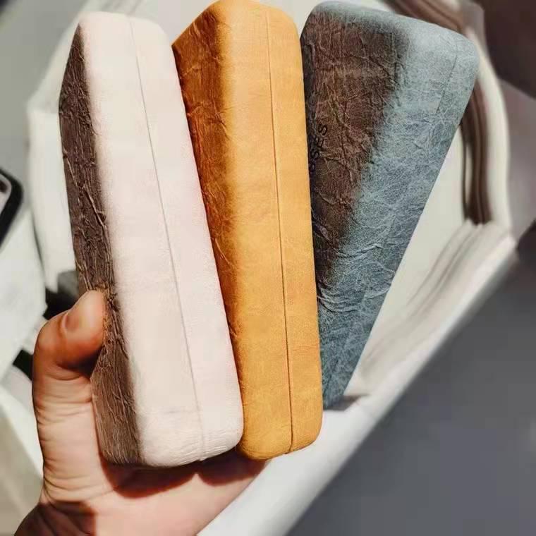 Винтажный кожаный чехол для очков для близорукости и солнцезащитных очков - прозрачный ПУ, портативный