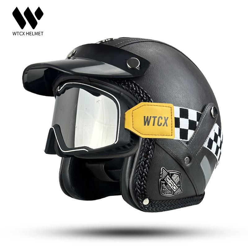 3/4 Motorcycle Helmet With Visor ABS Shell 3C Certified Retro Cruiser Style Men Women All