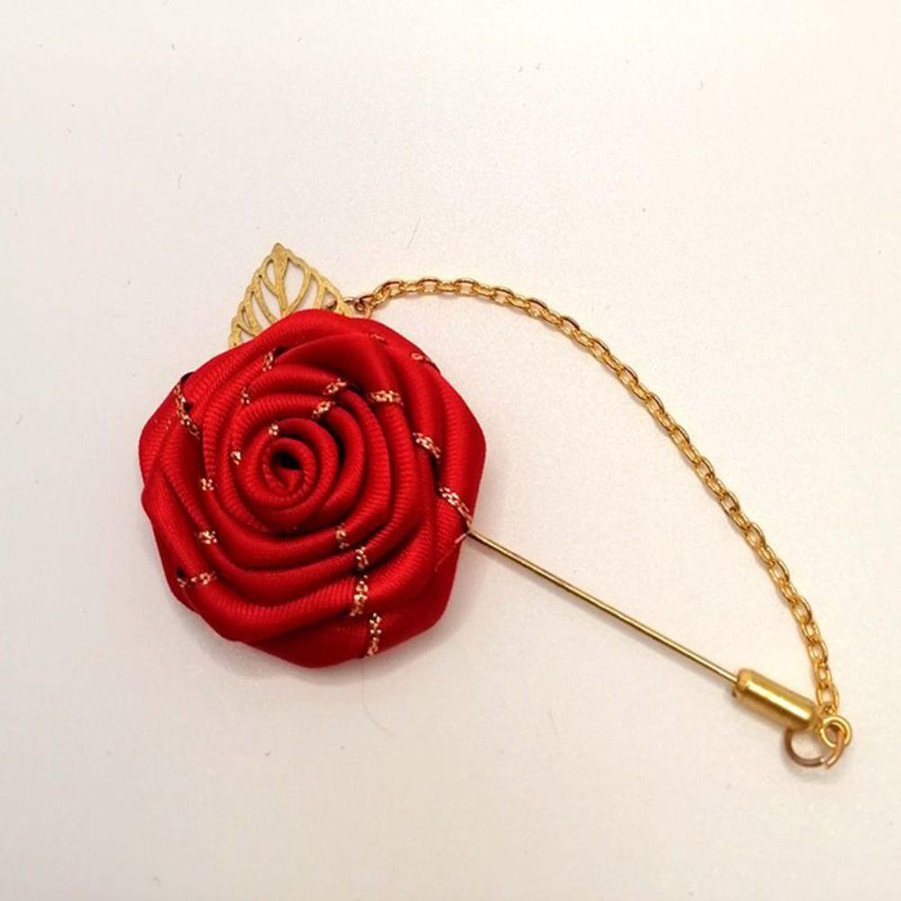 Personality Colorful Brooch Leaf Lapel Decoration Rose Collar Needle Men Corsage Cloth Floral Badge