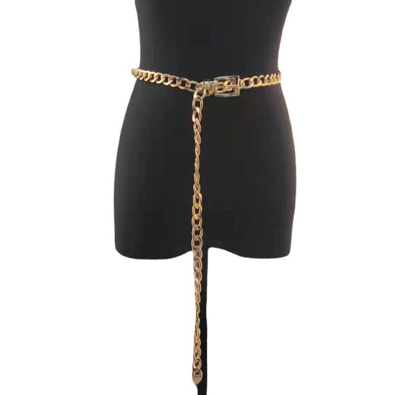 European and American Simple Thick Chain Belt Buckle Waist Chain for Women Fashion Trendy Waist Decoration Personalized Punk Metal Chain Waist Chain