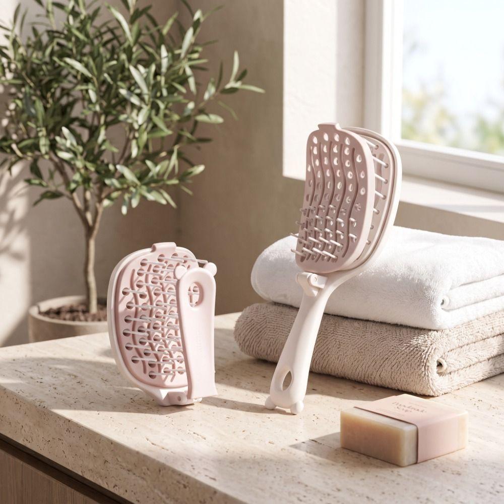Self Clean Volumize Hair Brush Anti Static Scalp Massage Comb Foldable Massage Comb Travel