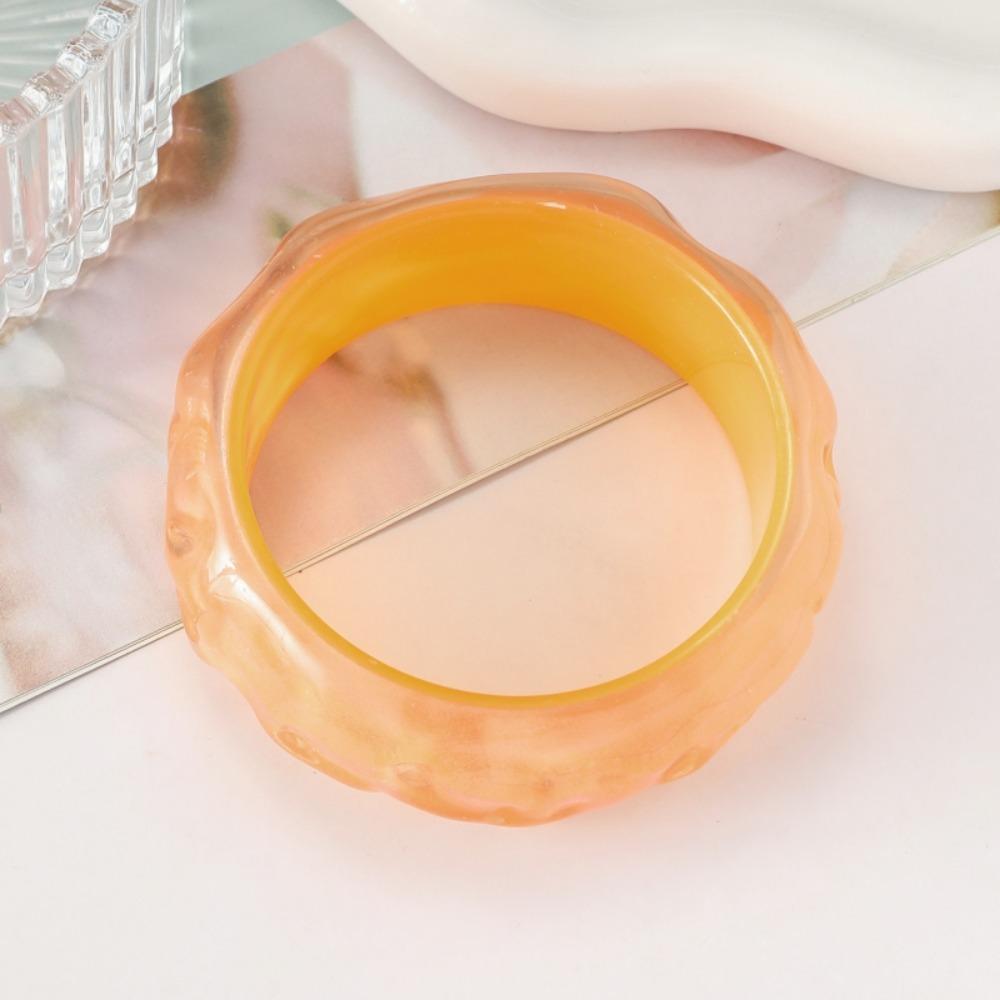 Wave Jelly Color Wide Bracelet Bohemian Retro  Hand Ring Exaggerated Glitter Acrylic Bangle  Girls