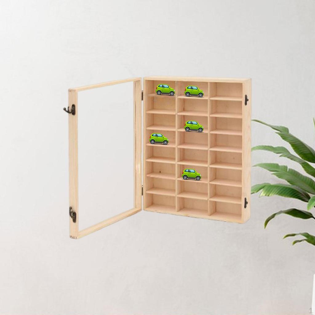 Деревянная полка-витрина для игрушечных машинок, прочная, многофункциональная, для организации, модель