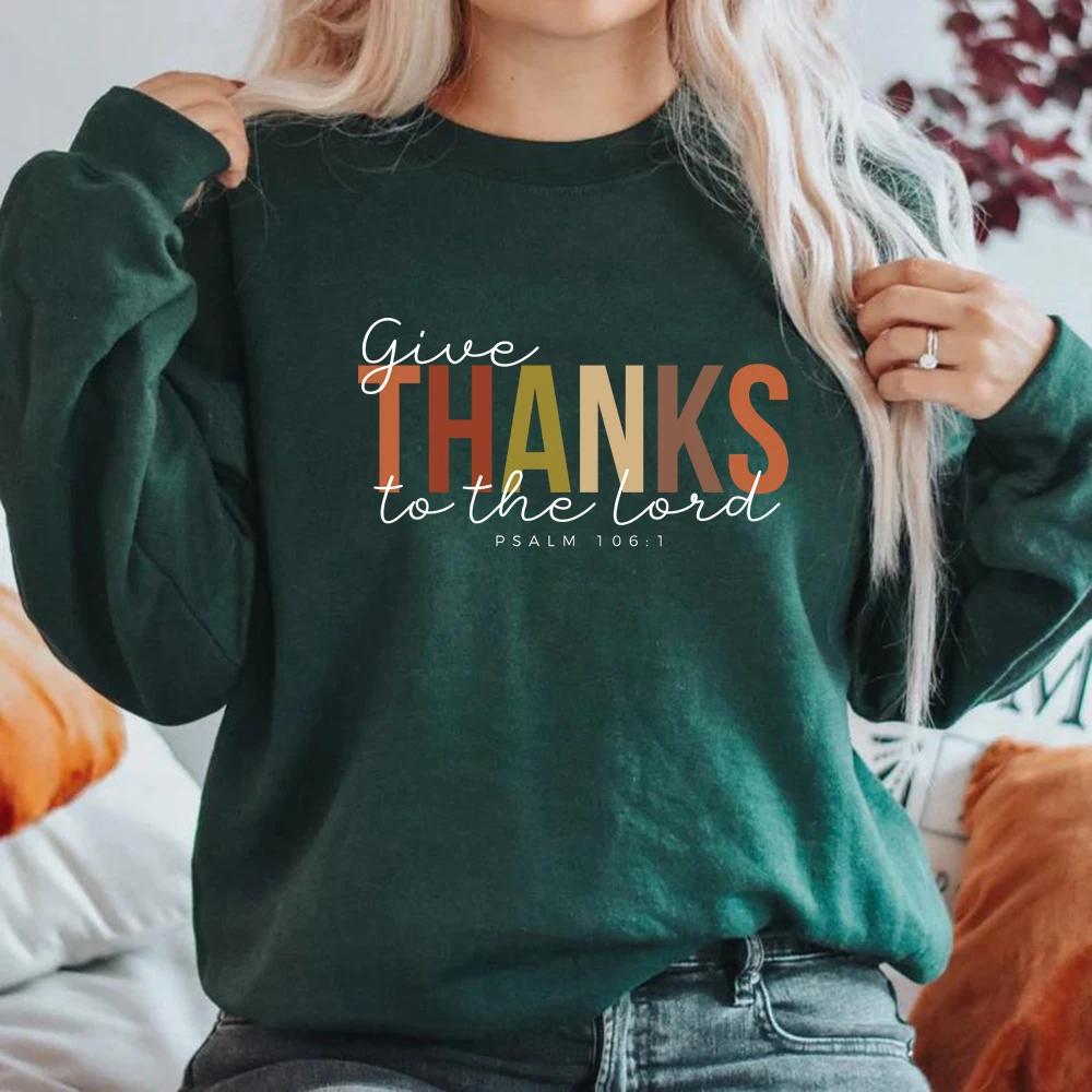 Христианская осенняя толстовка Осенняя религиозная рубашка Свитшот Hanksgiving Женская толстовка с длинным рукавом Crewneck Толстовка Friendsgiving Hoodie