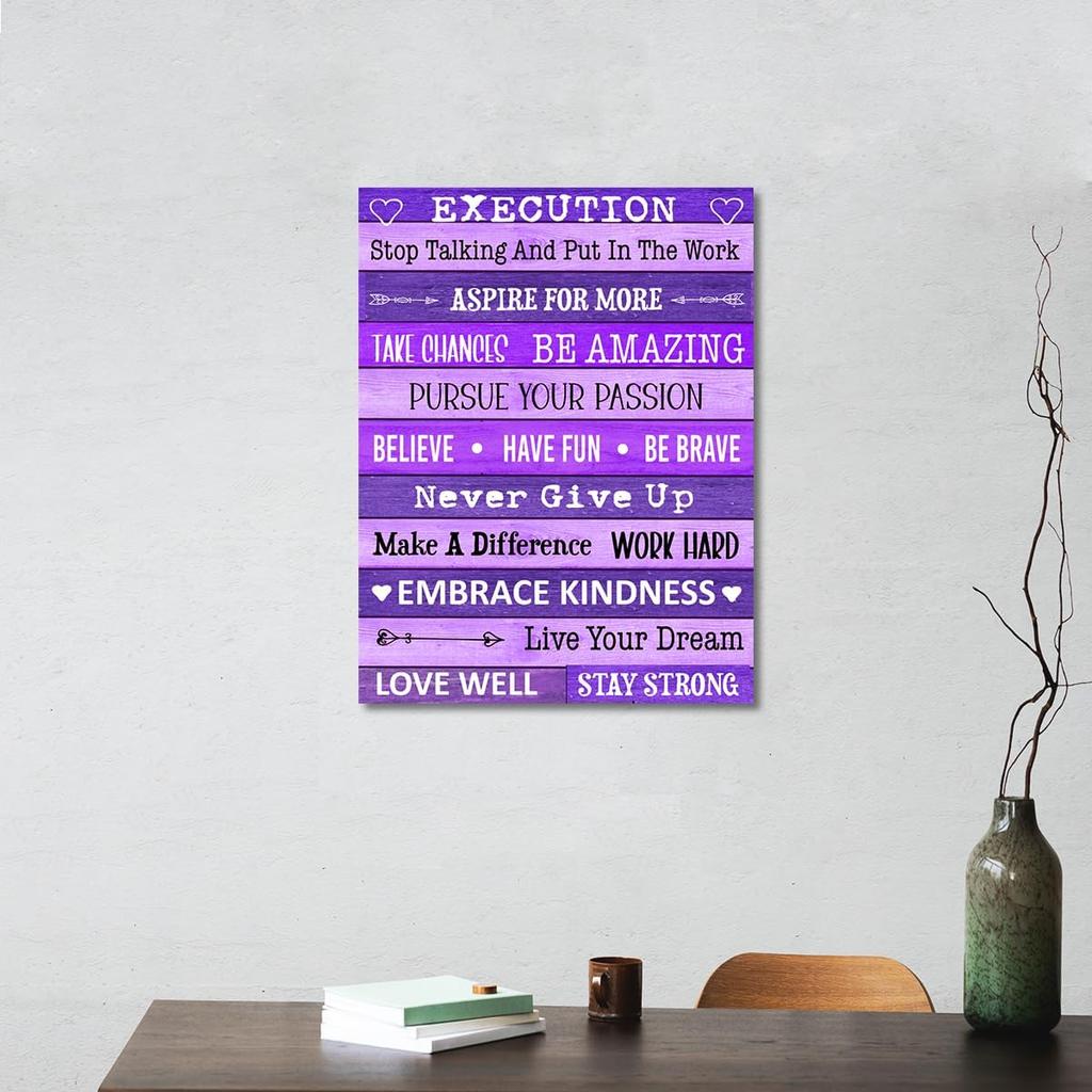 Gwisml Execution Quotes Wall Art,Purple pirational Canvas Frame Paintings For Office Home Workplace Wall Art Decor