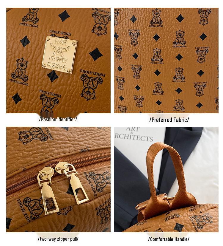 Рюкзак 2025 года с принтом ретро-плюшевого мишки - Женская школьная сумка большой вместимости