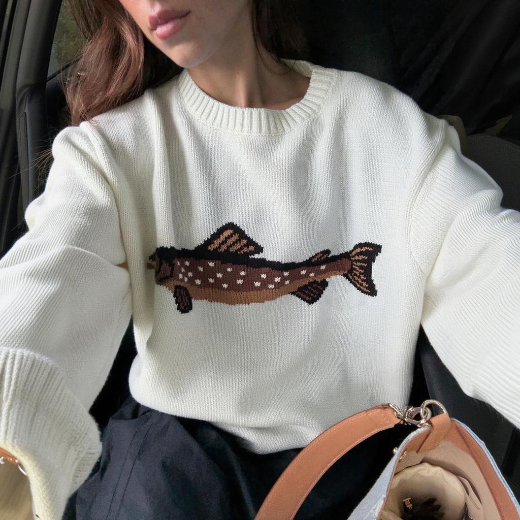 2026 European & American Spring Fashion: Retro Hoodie Casual Round Neck Knit Sweater