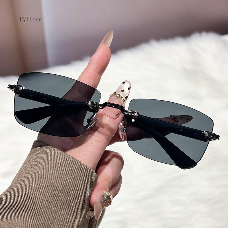 Retro Sunglasses Women Brand Designer Rimless Gradient Sun Glasses Fashion Shades Outdoor Sports Frameless Eyeglasses