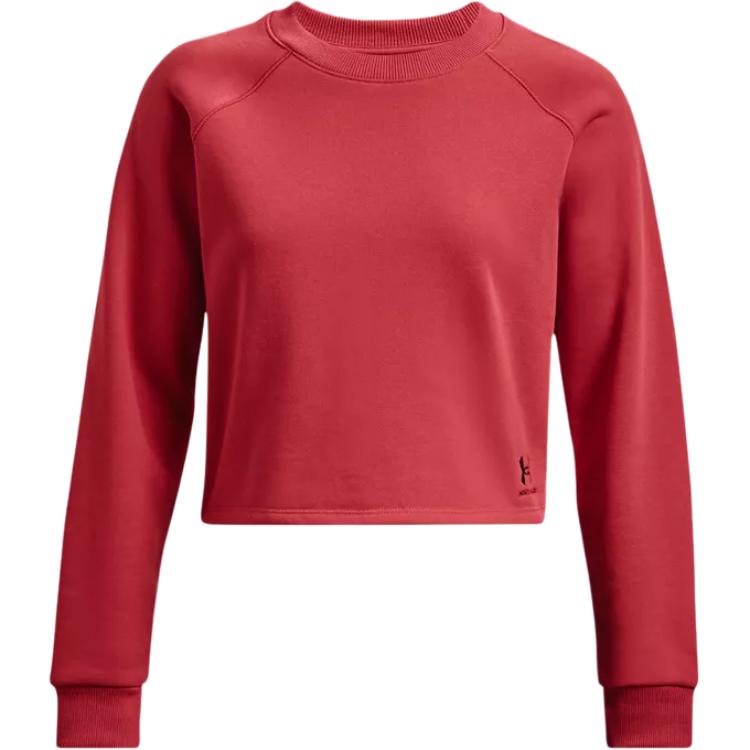 Under Armour Solid Color Crew Neck Long Sleeve T-Shirt Women Tops Red 1378650-638