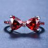 Chic Four Claws Bowknot Red Zircon Rings for Women Ring Fashion Jewelry Size 6-10 AVE
