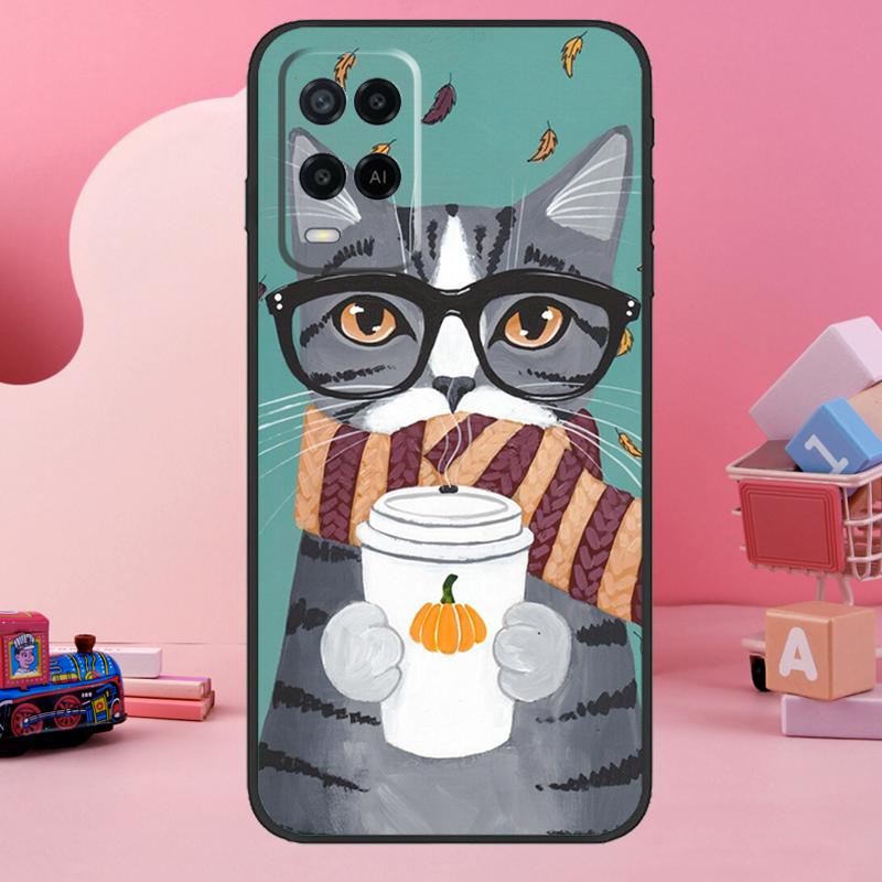 Милый Чехол Молочный Кот для Oppo A5 Pro A15 A17 A57 A77 A18 A38 A58 A78 A98 A94 A74 A54 A16 A76 A96 A40 A60 A80