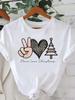(Asian Size) New Year Tee Merry Christmas Festival O-neck Clothing Leopard Love Heart Women's Top T Print Fashion Ladies Graphic T-shirts