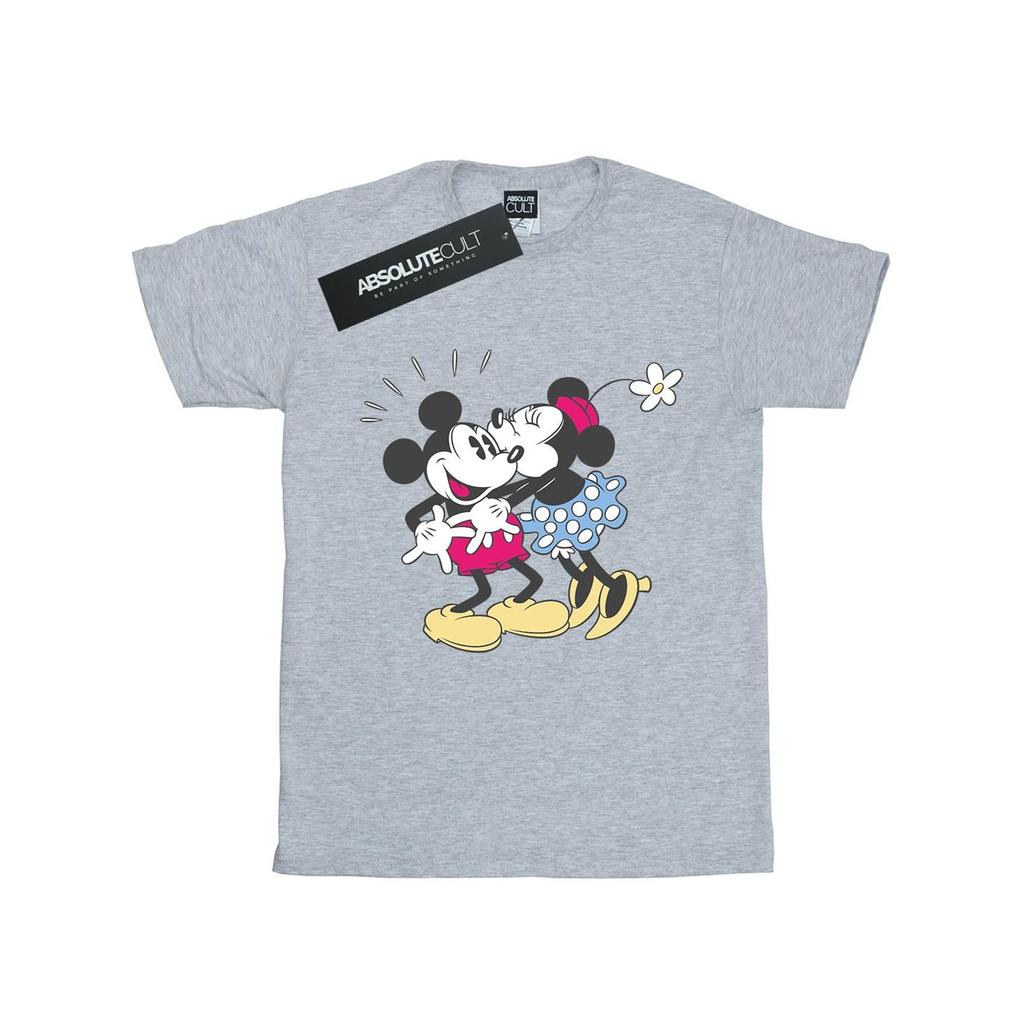 Disney Womens/Ladies Mickey And Minnie Mouse Kiss Cotton Boyfriend T-Shirt