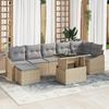 VidaXL 8-Piece Garden Sofa Set with Beige PE Rattan Cushions 3349046