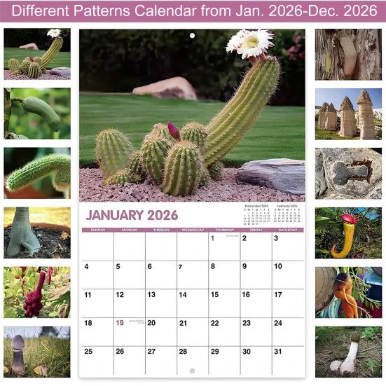 Funny 2026 Wall Calendar Jan. 2026 - Dec. 2026 12 Monthly Planner White Elephant Gag Gifts for Home Office Decoration