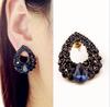Серьги из натурального камня, большие, черные, синие, ювелирные изделия, золотые, Бринкос, женские, летние серьги