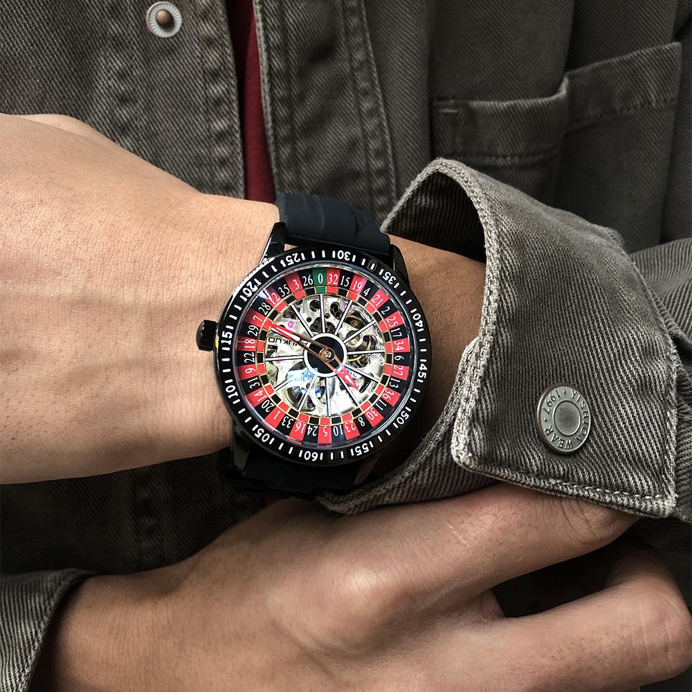 Steampunk Skeleton Men's Watch Luxury Automatic Mechanical Watches Luminous Waterproof Stainless Steel Strap Roulette Watch