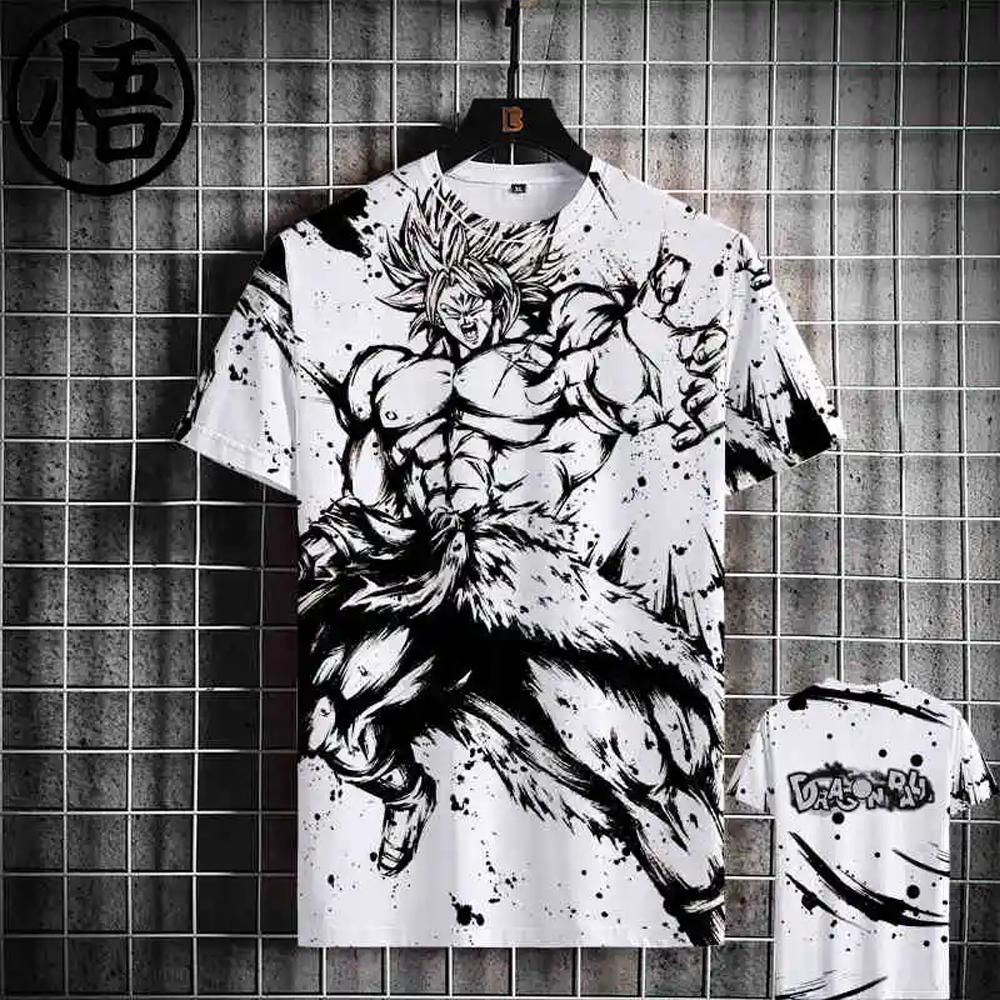 Casual Men's Seven Dragon Ball Short-Sleeved T-Shirts Tide Anime Saiya Sun Wukong Turtle Fairy Loose Quick Dry Kids Clothes Tops