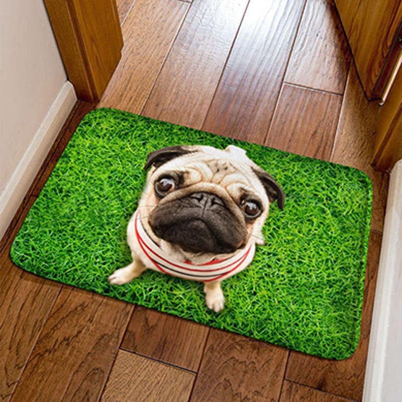 Cute Pug Pattern Mat Bathroom Absorbent Bedroom Door rug Kitchen Balcony Living Room Entrance Entrance Carpet Home Decoration