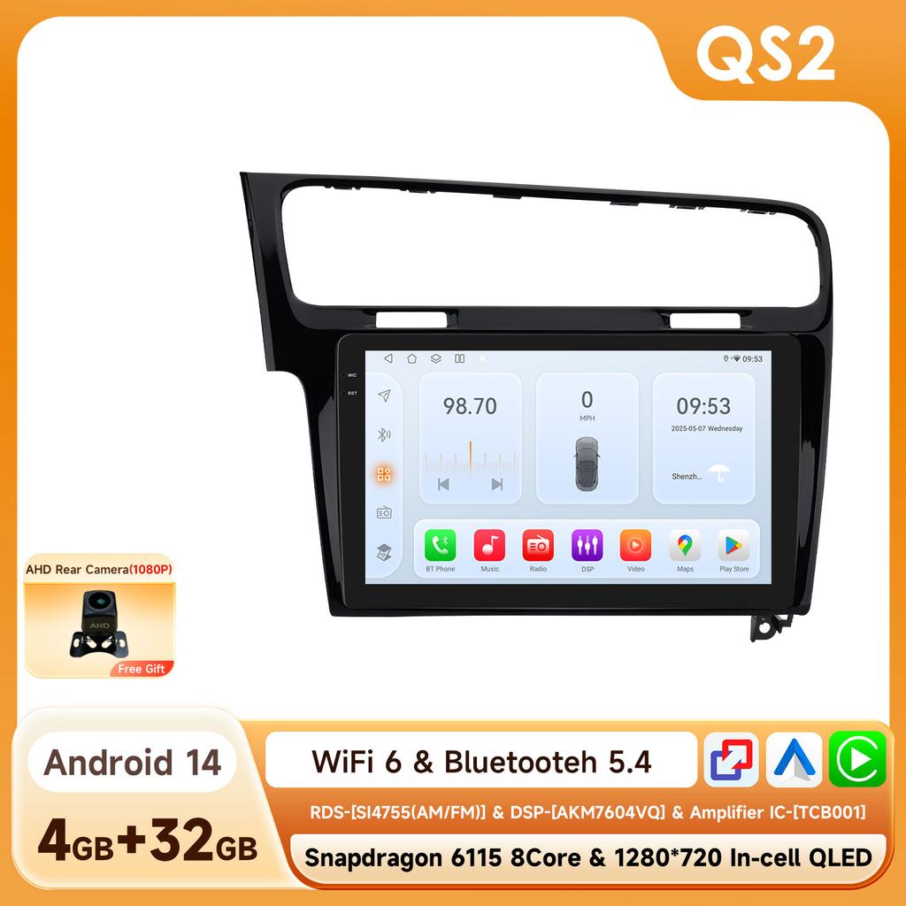 Мультимедийная система Android для VW Golf 7 2013-2017 Автомагнитола Стерео 4G беспроводной Carplay WIFI GPS 8-ядерный QS Интеллектуальный экранный плеер