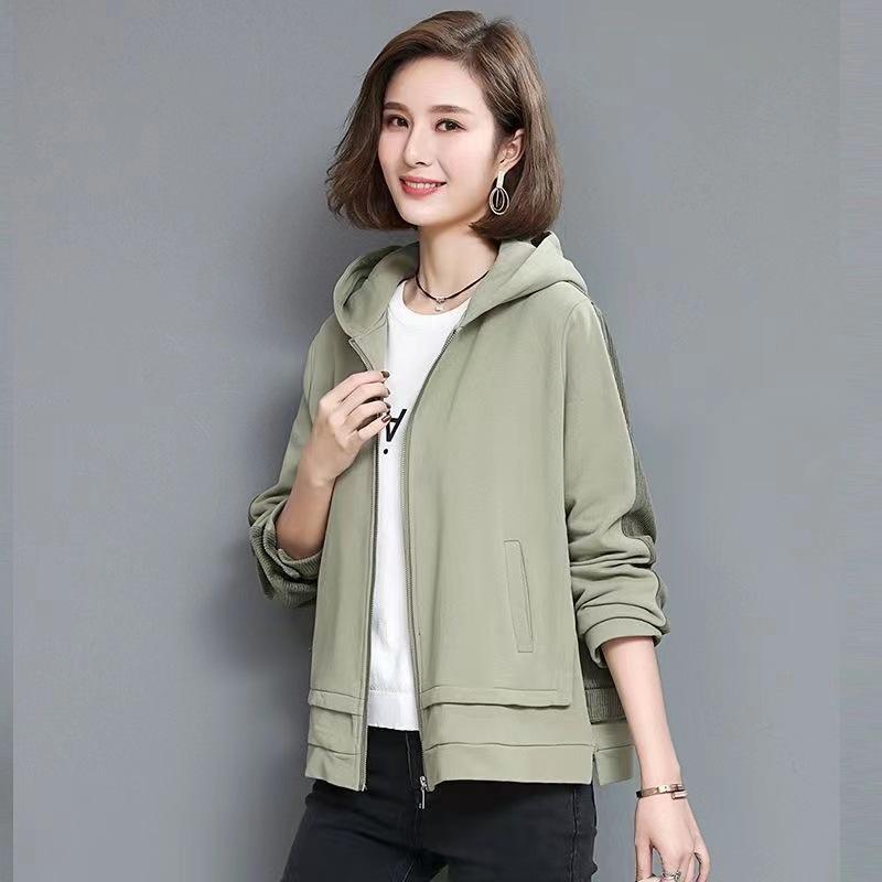 Spring Autumn Hooded Jacket Women's Loose Coat Fashion Korean Casual Cardigan Patchwork Short Outwear