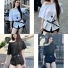 Summer Fashion Offshoulder Spliced Ruffled Waist Tshirt For Women