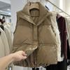 Женский оверсайз хлопковый пуховый жилет Зимний свободный с воротником-стойкой Теплый безрукавный жилет