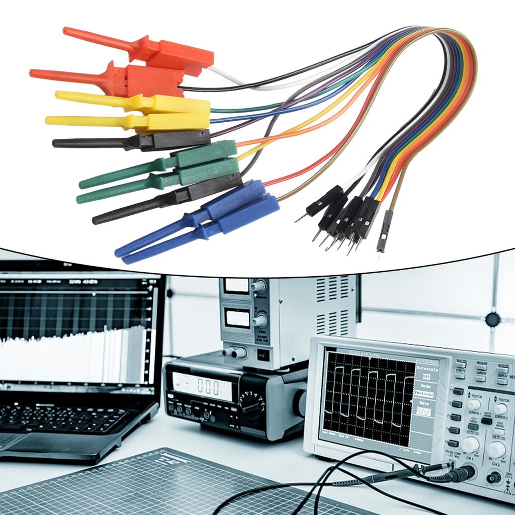 1 Pcs 25cm 10 Needle Hook Clamp Kit 5 Color Logic Analyzer Cable Clamp Probe Connecting Testing Instrument Parts