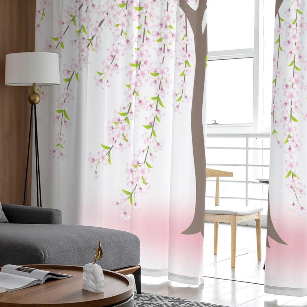 Ветка сливового дерева коричневые розовые современные тюлевые шторы для гостиной, спальни, дома, кухни, прозрачные шторы