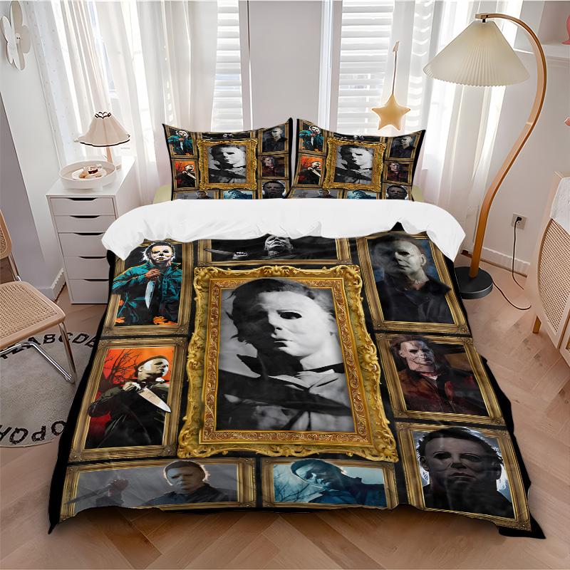 Halloween Horror Icons Print 3Pcs Bedding Setduvet Cover With 2 Bedropillowcase Home Birthday Gift
