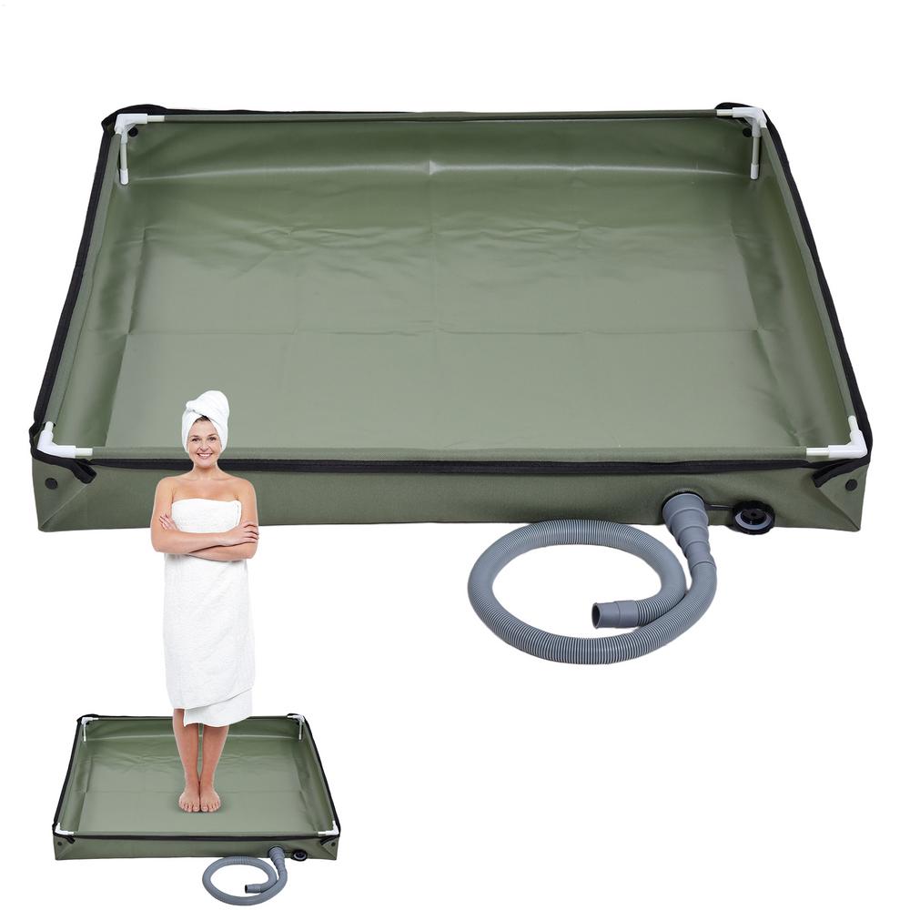 Outdoor Folding Shower Enclosure Base Foldable Shower Base Drainage Hole Basin Waterproof Tent Awning Bottom for Camping Travel