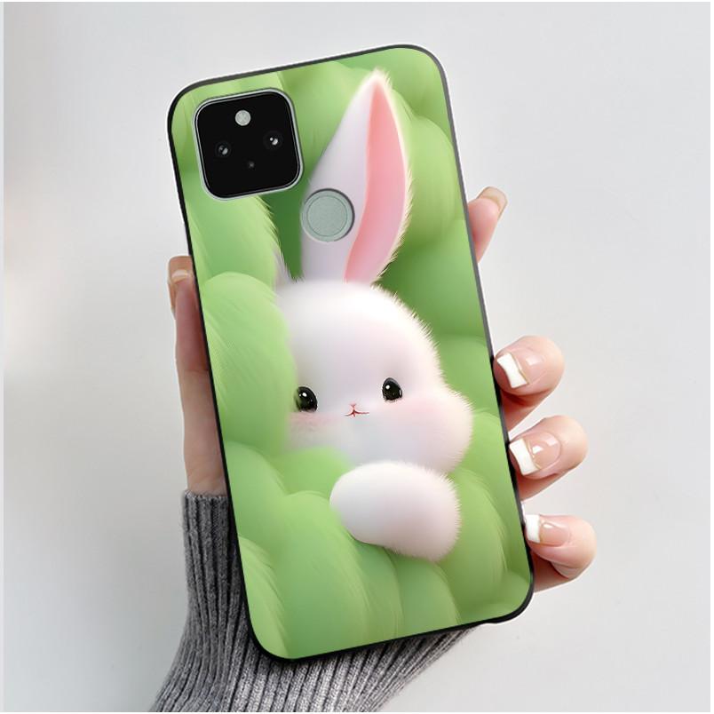Phone Case For Google Pixel 5 Soft Silicone Black Case Elegant Style Beautiful Pattern Snow Mountain, Hidden Garden Casing