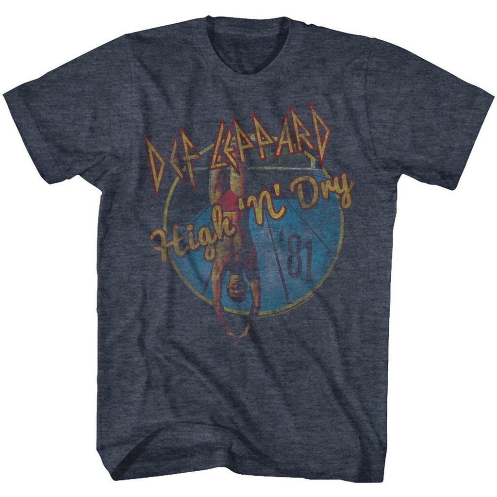 Def Leppard Fade-y High N Dry Navy Heather Adult T-Shirt