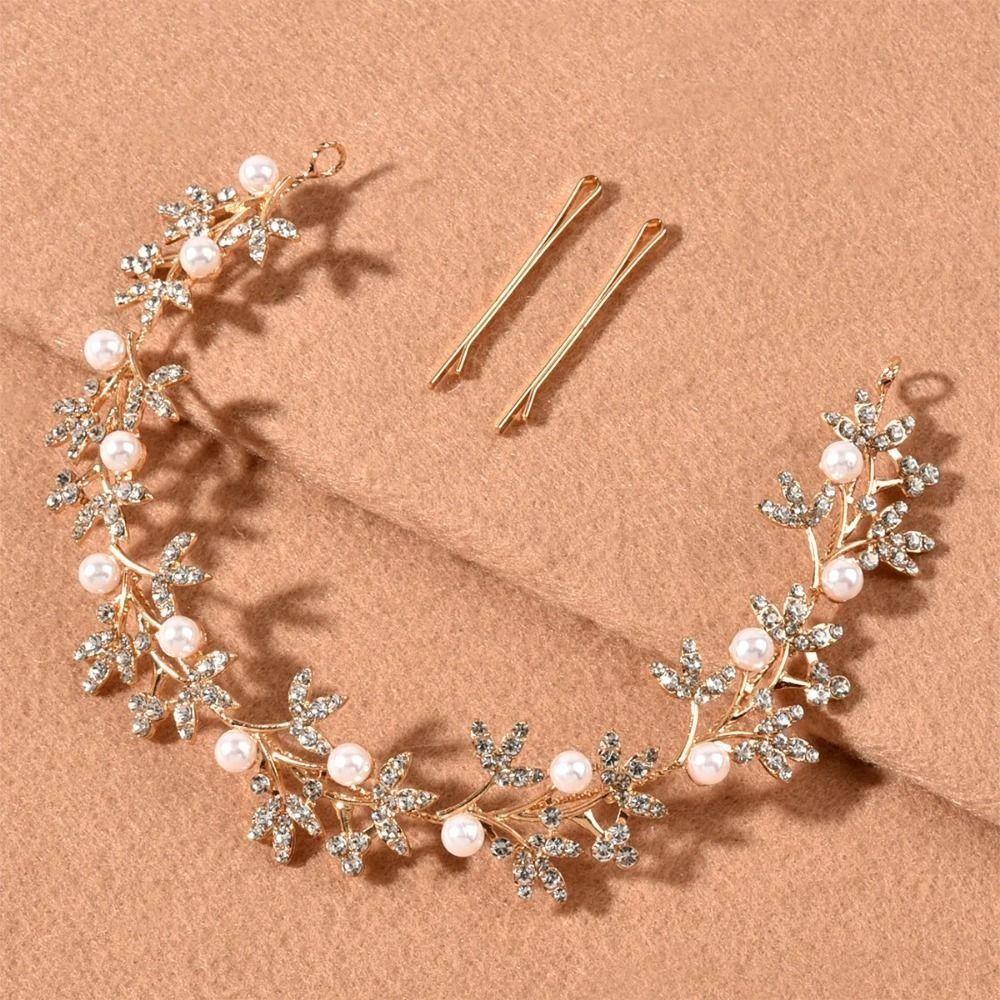 Luxury Crystal Pearl Hair Vine Shiny Fashion Bridal Hairband Banquet Dancing Party