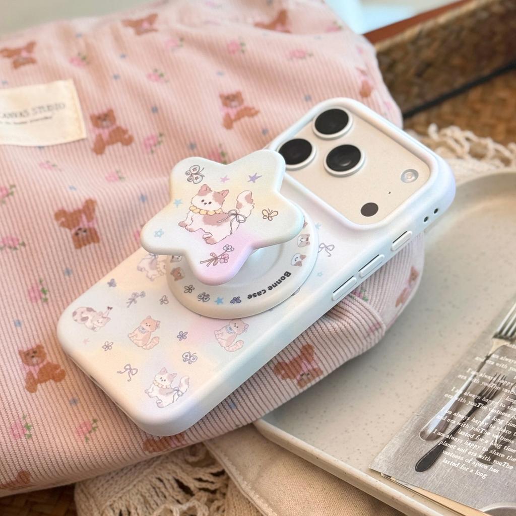 Мягкая пленка подходит для чехла мобильного телефона Apple 17 Pro iphone16 цветок кошка магнитный держатель 17 маленький и свежий 15.