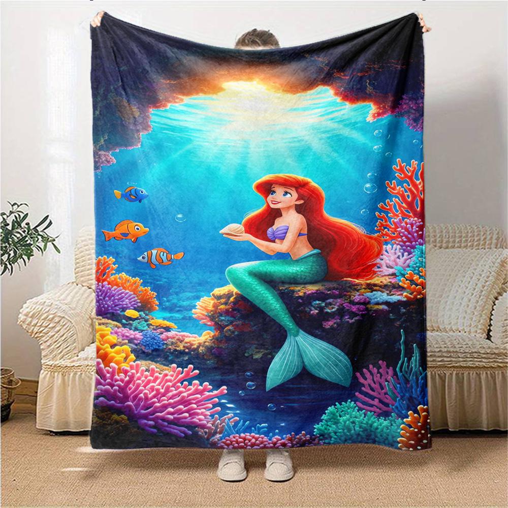 Mermaid Underwater Adventure Blanket Soft Throw Blanket For Home Bedroom Bed Sofa Travel Office Solid Christmas Blanket