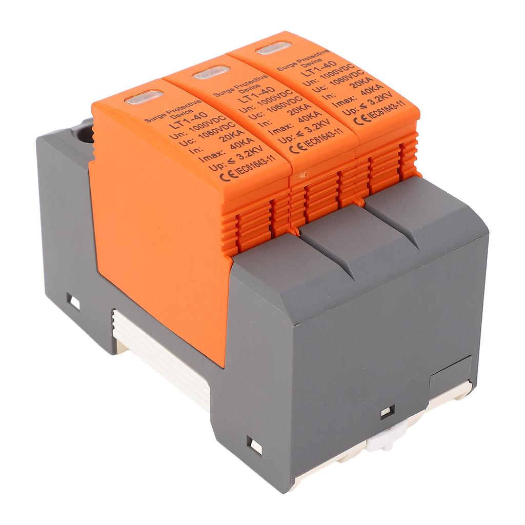 DC Power Surge Protector 3P 35mm Rail Mount Arrester Protective Device for Photovoltaic System