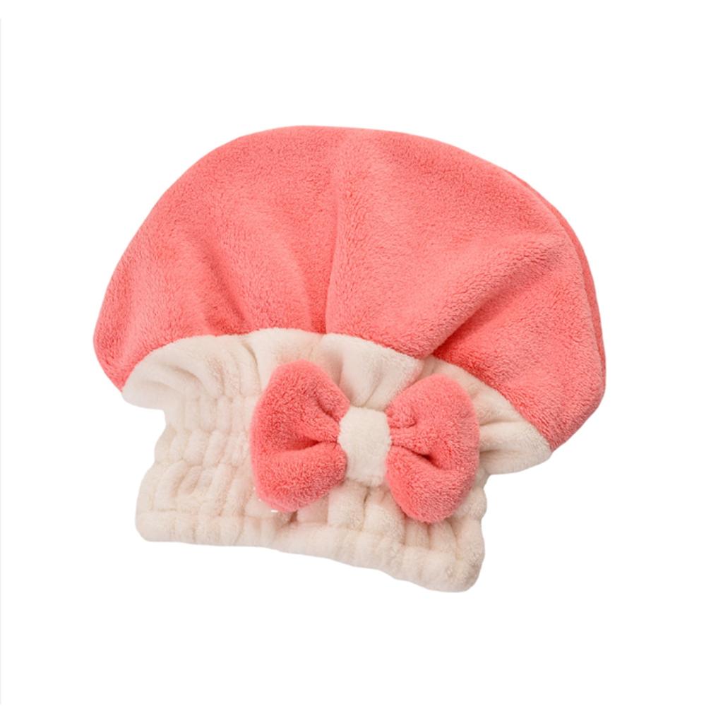 Microfiber Hair Drying Cap Soft Absorbent Bath Hat with Decorative Bow for Women and Girls Shower Use