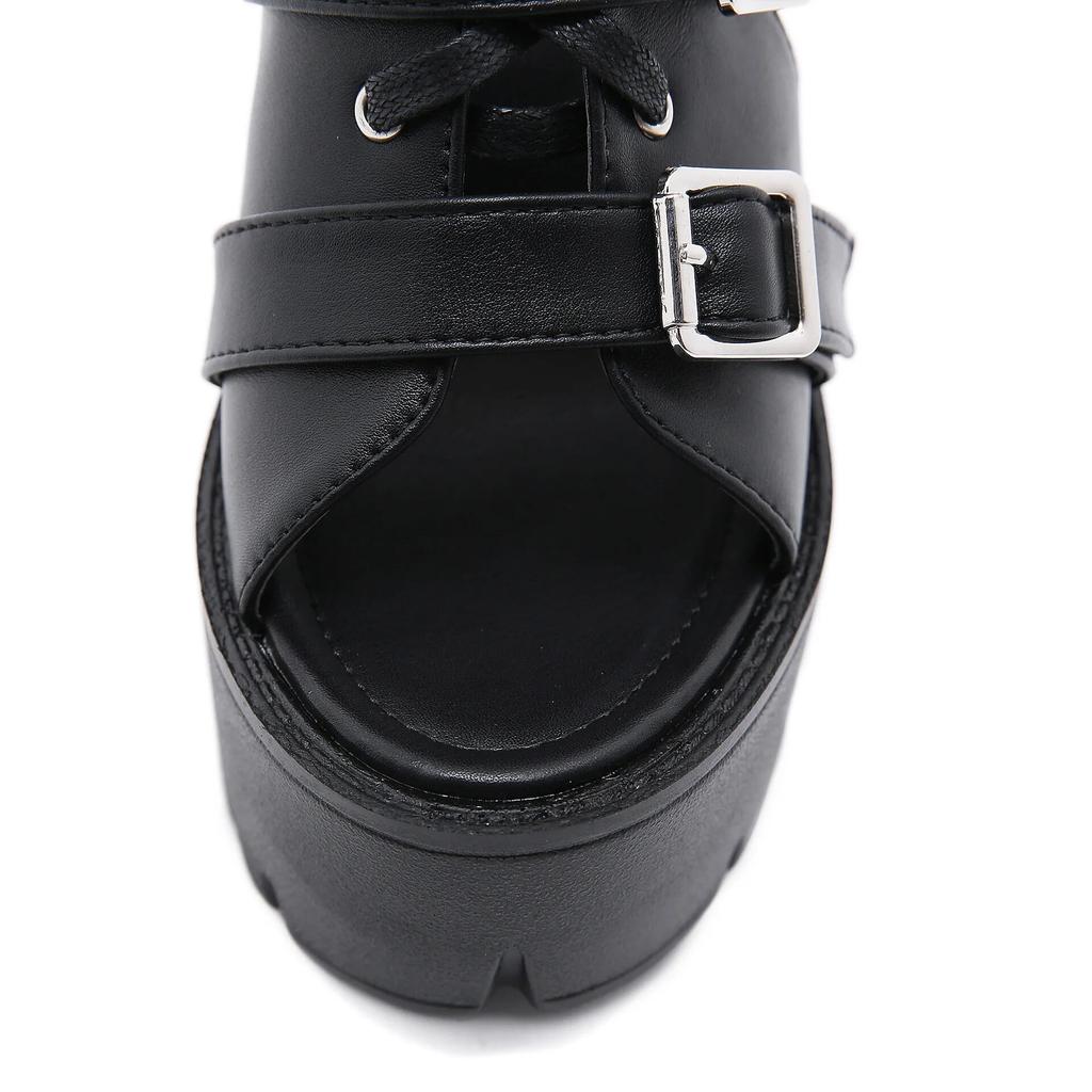 Женские туфли на очень высоком каблуке с пружинной молнией сзади на каблуке 13 см, женские сандалии в римском стиле на толстой подошве, Lhx