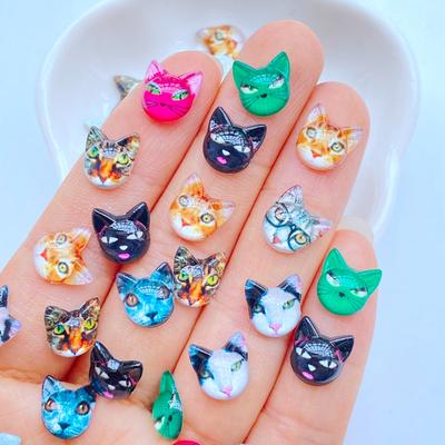 50 шт. Новые Мини Милые 9*10 мм Животное Мультяшный Кот Голова Плоская Сторона Смола Скрапбукинг Украшения для Бижутерии Поделки Аксессуары