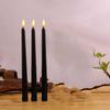3 or 6 Pieces Black Flameless LED Taper Candles 11 inch,Plastic Realistic Flickering Decorative Halloween Candle Light