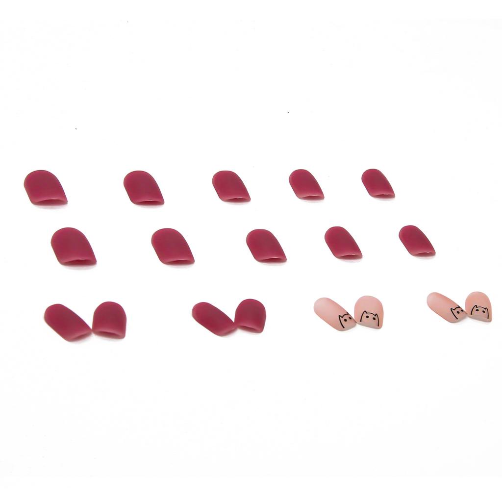 24 шт., матовые ногти сливового цвета, короткие накладные ногти, съемные наклейки для ногтей, милый маникюр, готовые кусочки ногтей, ногти