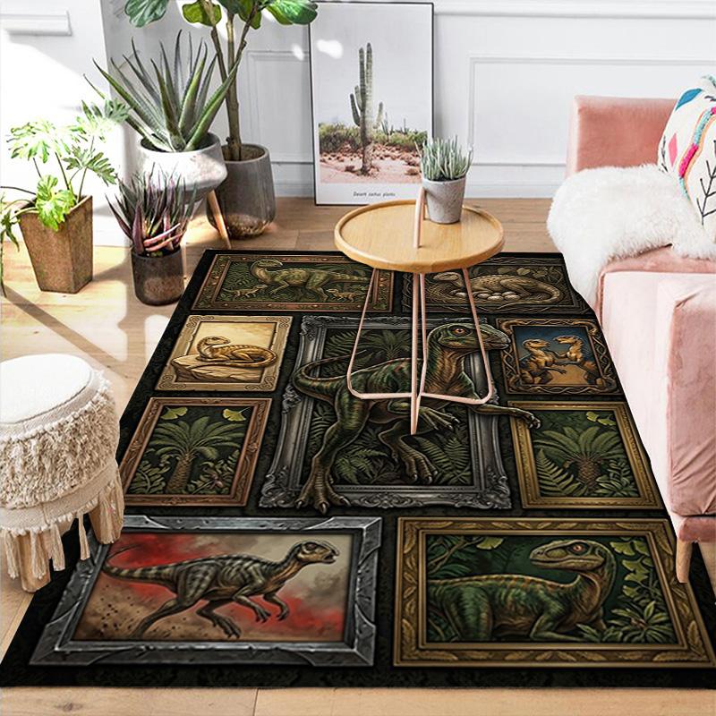 Prehistoric Dinosaurs Pattern Rug Floor Mat for Living Room or Bedroom Soft and Comfortable Carpet a Gift for Birthday and Holiday.