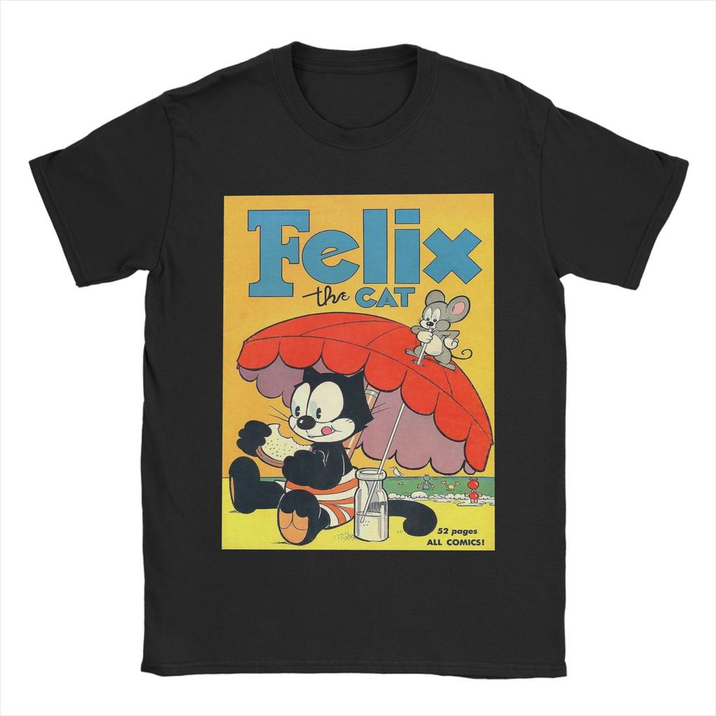 F-Felix the Cat At the Beach Merch Unisex T Shirt 100% Cotton Tee Fashion Tops T-shirt