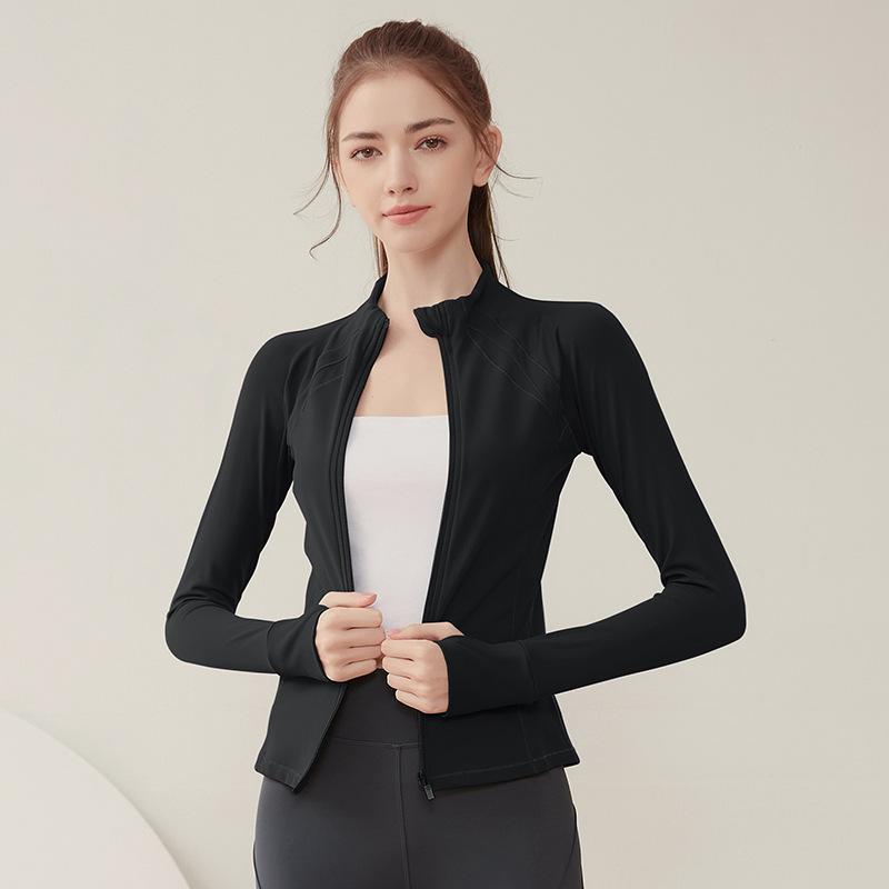 Fitness Thin Zipper Sports Jacket Long-sleeved Quick Dry Clothes Tight Running Yoga Clothing Fall and Winter Tops