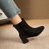 2024 Осень Зима Женские Ботинки Квадратный Носок Толстый Каблук Женские Ботильоны Ботильоны для Женщин Зимняя Платформа Замшевые Туфли Zapatos