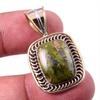 Natural Unakite Gemstone 925 Solid Sterling Silver Two Tone Pendant 1.25" q5E70